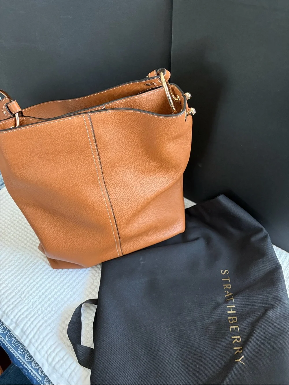 Strathberry Lana Large Hobo Grain Leather Tan Shoulder Bag Like New